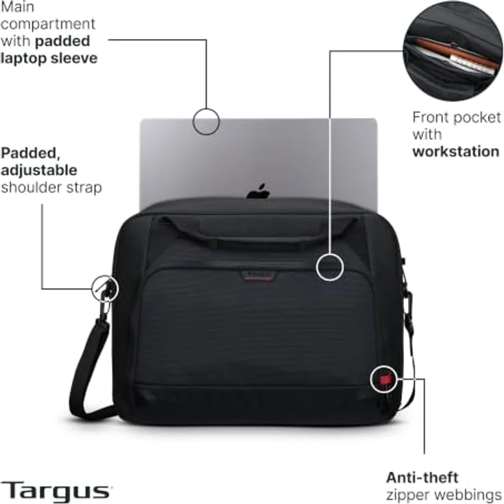 Targus Classic+ Clamshell, Notebook-Tasche für 17-18 Zoll Laptops, Schwarz-Rot – Bild 2