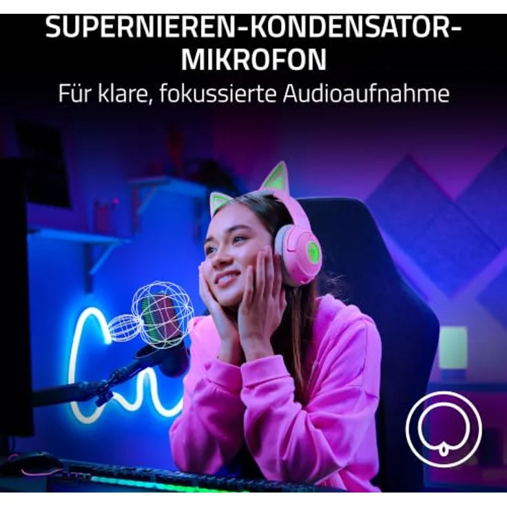 Razer Seiren V3 Chroma, USB Mikrofon mit 32-Bit-Audio-DSP, Supernieren-Richtcharakteristik, KI-gestützte Geräuschreduzierung, Stummschaltung per Fingertipp, Schwarz – Bild 4