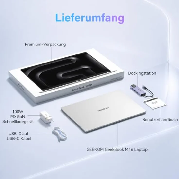 GEEKOM GeekBook M16 Business-Laptop mit Intel Core Ultra 9, 55W Leistung, 99,9 Wh Akku, USB4, Fingerabdrucksensor und IceBlade 3.0 Kühlung – Bild 8