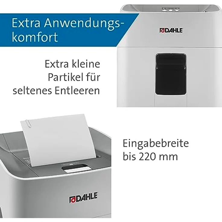 Dahle ShredMATIC 300 P5 Aktenvernichter (Autofeed 300 Blatt, 480 Minuten Laufzeit, Lange Lebensdauer, Partikelschnitt 2 x 15 mm) grau – Bild 5