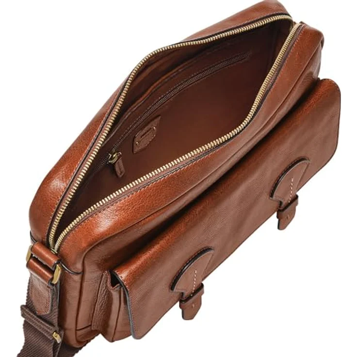 Fossil Aktentasche Greenville, Leder Umhängetasche im Messenger-Stil, verstellbarer Umhängeriemen, zahlreiche Fächer, Reißverschluss innen – Bild 3
