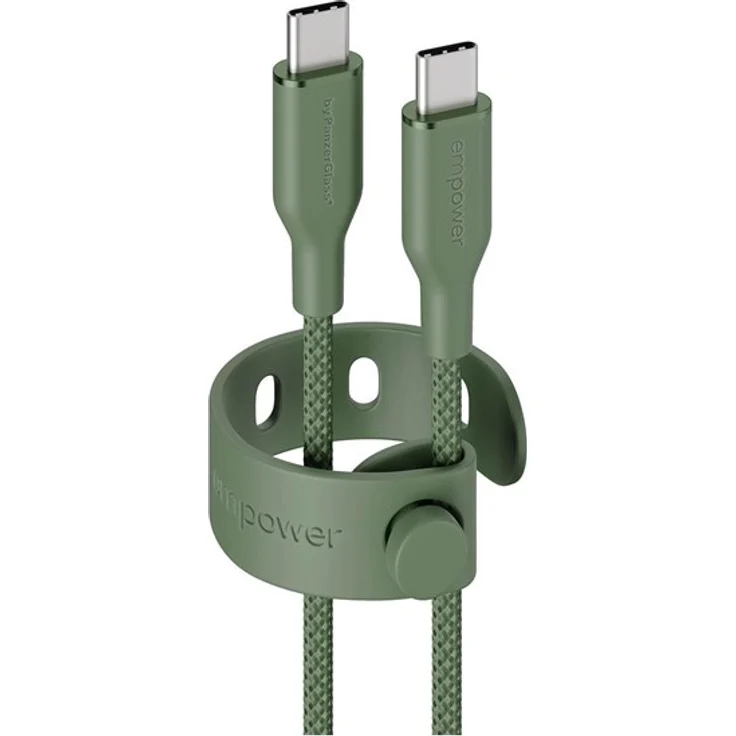 empower by PanzerGlass Racing 60W USB-C auf USB-C Kabel, USB 2.0, 2M, Farbe Sage
