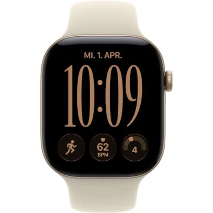 Apple Watch Series 12, Smartwatch 46mm mit Lichtgold Aluminium Case, Sand Sport Band M/L, Gesundheits- und Fitness-Tracker, Ceramic Shield 2, Schnellladefunktion – Bild 2