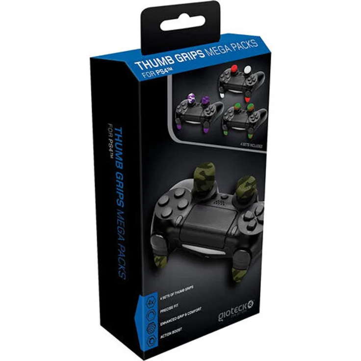 Gioteck TGMPPS4-11-MU Gaming-Controller-Zubehör Auslösegriff, 4er Set mit Action Boost - Schwarz