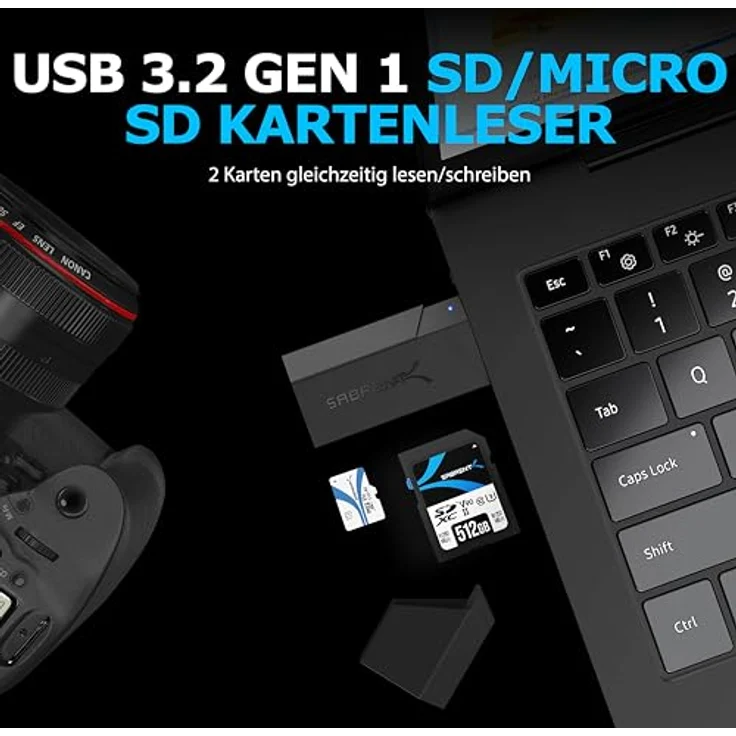 Sabrent Externe Kartenlesegeräte - Superspeed 2-Slot USB 3.0 Flash Memory Kartenleser für Windows, Mac, Linux und Bestimmte Android Systems - Unterstützt SD, SDHC, SDXC, MMC / Micro SD, T-Flash (CR-UMSS) – Bild 2