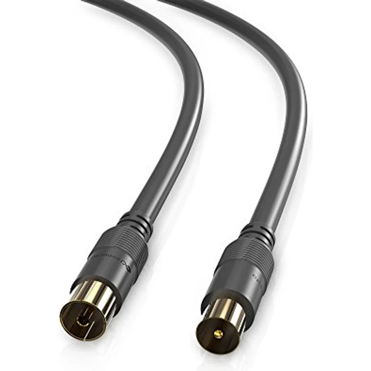 conecto HQ TV Antennenkabel Anschlusskabel für DVB-C, DVB-T/T2 4K UHD 1080p FULL HD HDTV 3D (Koaxialkabel, TV-Stecker TV-Buchse, doppelte Schirmung, vergoldete Stecker) schwarz 1,0m – Bild 2