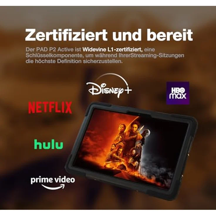 AGM PAD P2 Active P2W Outdoor Tablet Android 14 (2024), 16+8GB RAM + 256GB, 11'' FHD Display, 50MP + 8MP, Dual SIM 4G/5G WiFi/OTG/IP69K/Widevine L1/G99, mit Hülle, 360° Drehbarer Ständer, Schultergurt – Bild 4