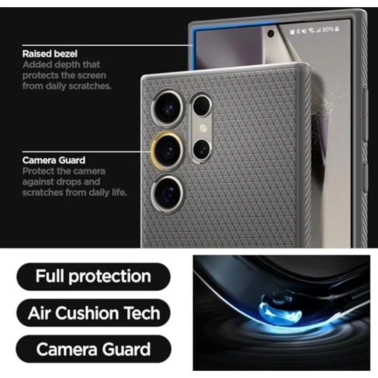 Spigen Liquid Air Hülle Kompatibel mit Samsung Galaxy S24 Ultra -Grau Gemustertes TPU mit Eckschutz und Spider Web Design - Handyhülle – Bild 5
