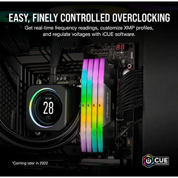 Corsair VENGEANCE RGB DDR5 RAM 64GB (4x16GB) 6400MHz CL32 Intel XMP iCUE Kompatibel Computer Speicher - Schwarz (CMH64GX5M4B6400C32) – Bild 5