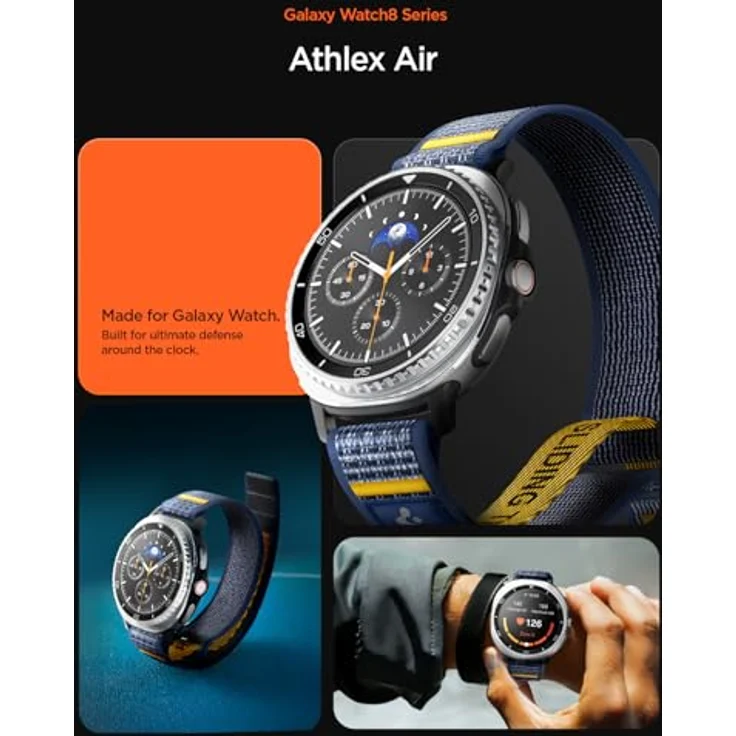 Spigen Athlex Air (46 mm), Uhrenarmband mit Klettverschluss und sportlichem Design, Schwarz – Bild 4