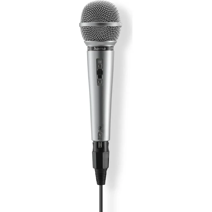 Hama 046004 Jam Star, Kabelgebundenes Karaoke-Mikrofon mit 3m Klinkenkabel und Adapter, Silber – Bild 1