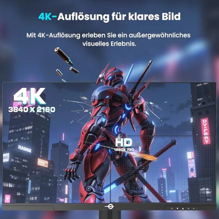 TITAN ARMY P2712V, 27 Zoll Gaming Monitor mit 4K@160Hz, FHD@320Hz, Fast IPS 1ms, HDR400, Adaptive-Sync, 135% sRGB, HDMI 2.1 und DP 1.4, ergonomisch anpassbar – Bild 2