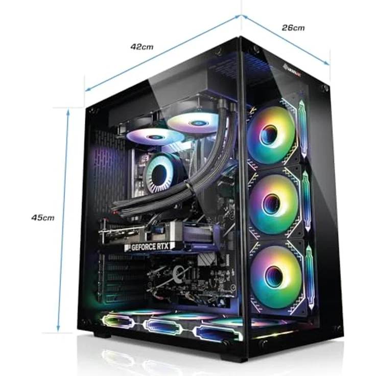 Kiebel Panorama V, Desktop-PC mit AMD Ryzen 9 5900X, 32 GB RAM, 1000 GB SSD und GeForce RTX 4060, Schwarz – Bild 3