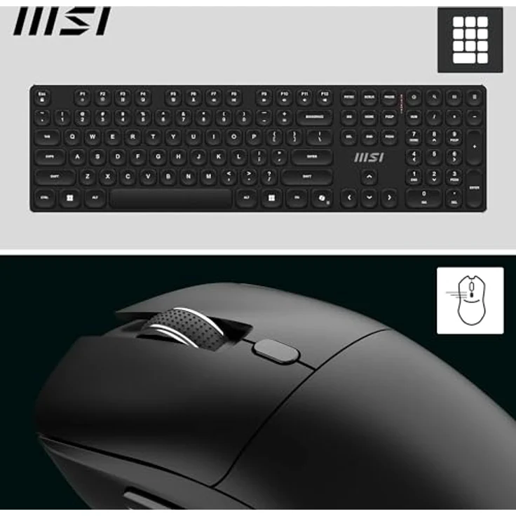 MSI FORGE K210 Combo W, Kabellose Tastatur und Maus mit Scissor-Switches, 2,4-GHz-Funkverbindung, 1600 DPI, Aufladbar, Schwarz – Bild 3