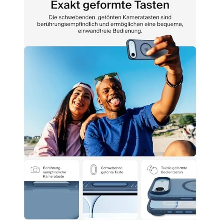 Belkin Grip SheerForce Schutzhülle für iPhone Air, dunkelblau, Stoßschutz bis 2 Meter, mit Kamerasteuerung und erhöhten Rändern – Bild 5