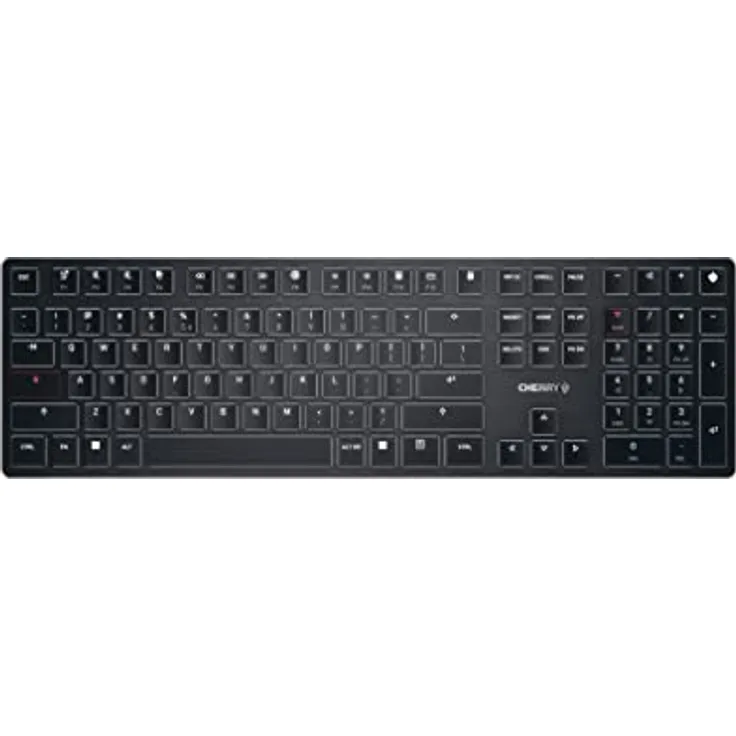 CHERRY KW X ULP, Ultra Flache mechanische High-End-Tastatur, US-Internationales Layout (QWERTY), kabellose Multi-Device-Tastatur für bis zu 4 Geräte, wiederaufladbar, schwarz