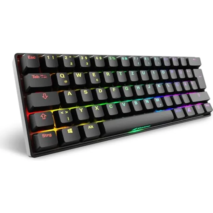 Sharkoon SKILLER SGK50 S4 Gen2, Kompakte Gaming-Tastatur mit Gateron Yellow, Schwarz, DE Layout