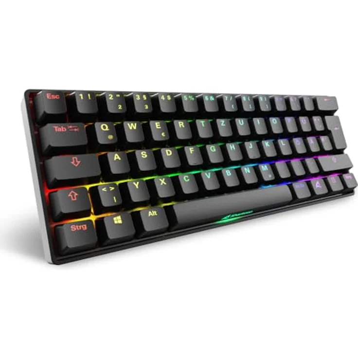 Sharkoon SKILLER SGK50 S4 Gen2, Kompakte Gaming-Tastatur mit Gateron Yellow, Schwarz, DE Layout – Bild 1