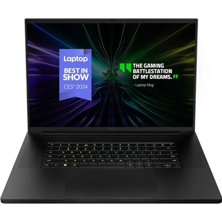 Razer Blade 18 (2024) 18 Zoll Gaming Laptop - NVIDIA Geforce RTX 4090 - Intel i9-14900HX - 18" UHD+ 4K 200Hz Display - 64GB DDR5 RAM - 2TB+2TB SSD - Alu-Gehäuse - QWERTZ DE-Layout - Schwarz - Preisvergleich