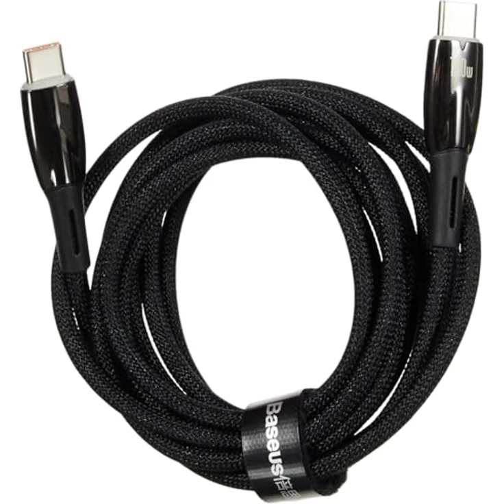 Baseus Glimmer Serie USB-C Ladekabel 100W PD Schnellladung, 2m, Schwarz, 480Mb/s Datenübertragung – Bild 3