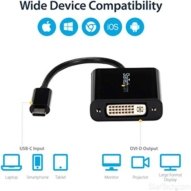 StarTech.com USB-C auf DVI Adapter - USB Type-C DVI Konverter für MacBook, ChromeBook Pixel oder andere USB-C Geräte mit DP über USB C – Bild 5