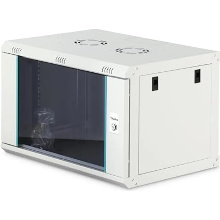 DIGITUS Netzwerkschrank 19-Zoll Rack 7HE, unmontiert für Wandmontage, 450 mm Tiefe, 60 kg Traglast, abschließbare Glastür, Dynamic-N Serie, Grau – Bild 1