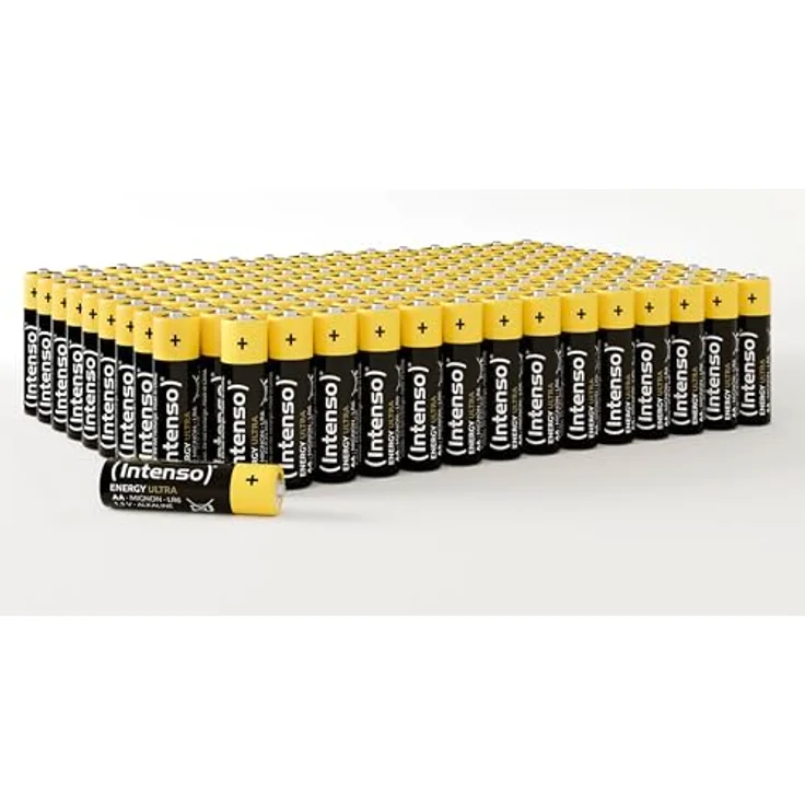 Intenso Energy Ultra AA Mignon LR6 Alkaline Batterien, 150er Pack, zuverlässig für Haushaltsgeräte, gelb-schwarz – Bild 1