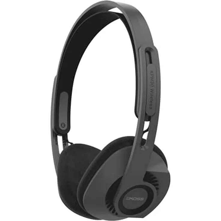 Koss KPH30 Kabellose Bluetooth On-Ear-Kopfhörer, Retro-Stil, 20+ Stunden Akkulaufzeit, USB-C Laden, Mikrofon, Stealth Grey