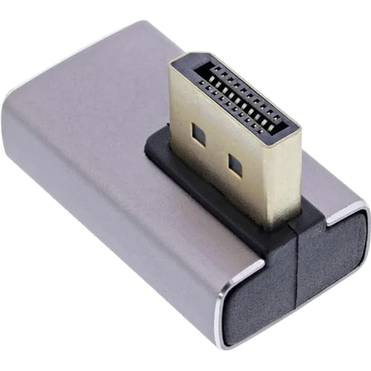 InLine DisplayPort 1.4 Adapter, 90° vertikal links gewinkelt, DP Stecker zu Buchse, 8K-kompatibel, vergoldete Kontakte, kompaktes Design, 17291I – Bild 4
