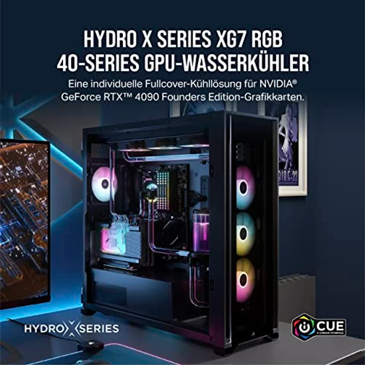 Corsair Hydro X Series XG7 RGB 4090 Founders Edition GPU-Wasserkühler – Für NVIDIA GeForce RTX 4090 FE – GPU-Wasserkühler aus Kupfer - Schwarz – Bild 2