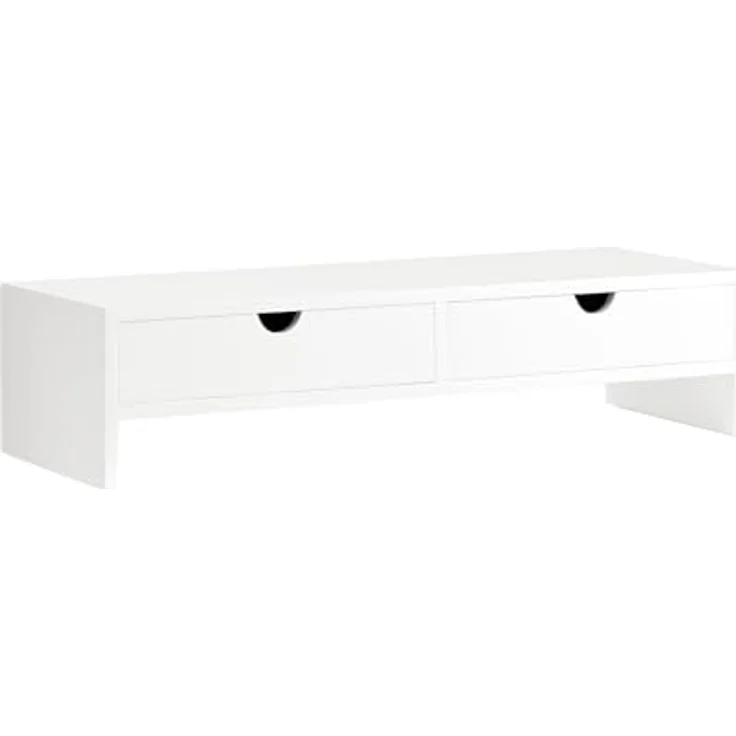 SoBuy Monitor-Halterung BBF02, Bildschirmständer aus MDF und Bambus, bis 10kg belastbar, in Weiß/Schwarz/Natur – Bild 1