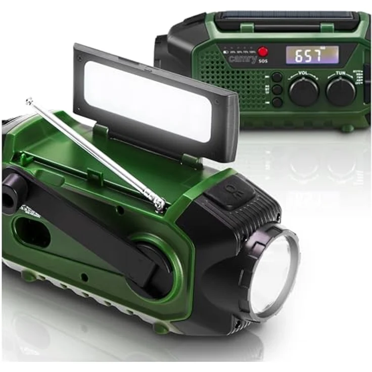 Camry CR1919 Notfallradio, multifunktional mit Solar, Dynamo und USB-C, Bluetooth 5.0, 4000 mAh, grün – Bild 8