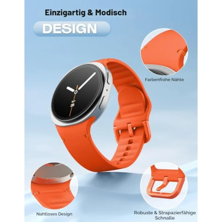 MoKo Sport Armband für Samsung Galaxy Watch 9/8/8 Classic, M/L, Silikon, atmungsaktiv, wasserdicht, verstellbar – Bild 2