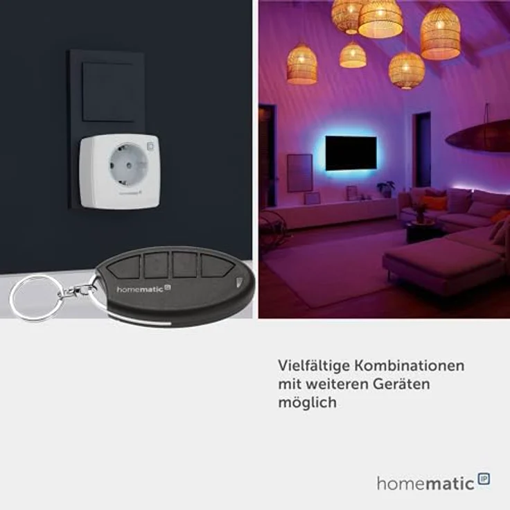 Homematic IP 160723A0 Schlüsselbundfernbedienung, 4 Tasten Smart-Home-Fernbedienung mit hoher Funk-Reichweite bis 200m, individualisierbar – Bild 6
