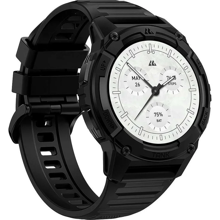 Kospet Smartwatch Tank S2 Schwarz, AMOLED Touchscreen, MIL-STD-810H, 12 Tage Akkulaufzeit, integrierter Frauen-Gesundheitstracker
