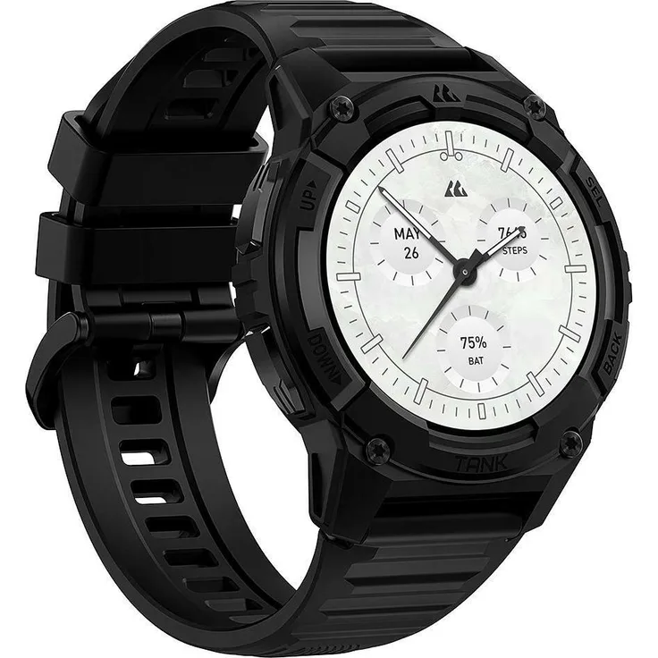 Kospet Smartwatch Tank S2 Schwarz, AMOLED Touchscreen, MIL-STD-810H, 12 Tage Akkulaufzeit, integrierter Frauen-Gesundheitstracker
