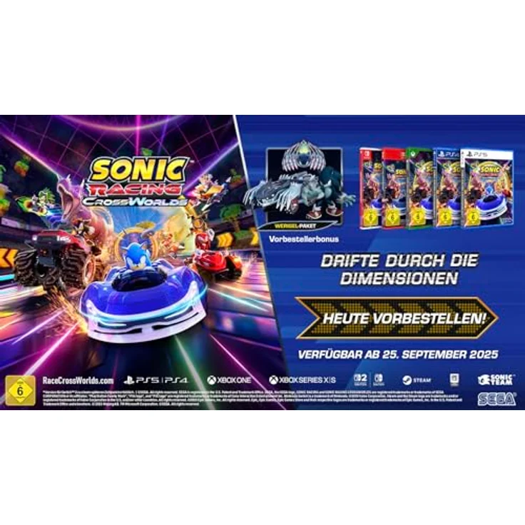 SEGA Sonic Racing: CrossWorlds - PS5-Spiel mit 23 Charakteren, 24 Strecken, 45 Fahrzeug-Upgrades und exklusivem „Werigel“-Charakter – Bild 2