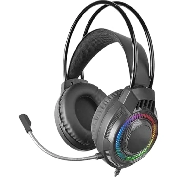 Mars Gaming MH124, Gaming-Kopfhörer mit FRGB Rainbow Beleuchtung, ergonomischem Design, flexiblem Mikrofon und Lautstärkeregler, kompatibel mit Windows, Linux, Mac, PS4, PS5, Xbox One, Xbox Series X|S, Switch, Switch 2, Schwarz – Bild 1