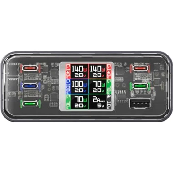 4smarts 540360, USB Ladegerät mit 360 W Leistung, 6 Anschlüsse, Schnellladefunktion, Grau – Bild 3