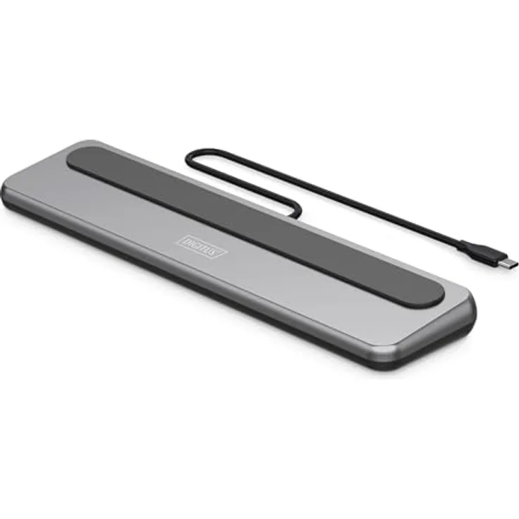 DIGITUS USB-C Docking Station 12-Ports, 2x HDMI, 1x DP UHD 8K 30Hz, 2x USB-A 3.2 Gen2, 1x Typ-C 3.2 Gen2, 1x Typ-A 3.2 Gen1, RJ45, Kartenleser, 3,5mm Audio, Grau