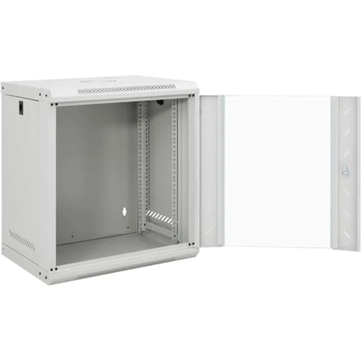 vidaXL 12U Wand Netzwerkschrank, Serverschrank Wandmontage, 19" Wandgehäuse Rack Server Schrank, Wandschrank Datenschrank Abschließbar, IP20 in Schwarz – Bild 2