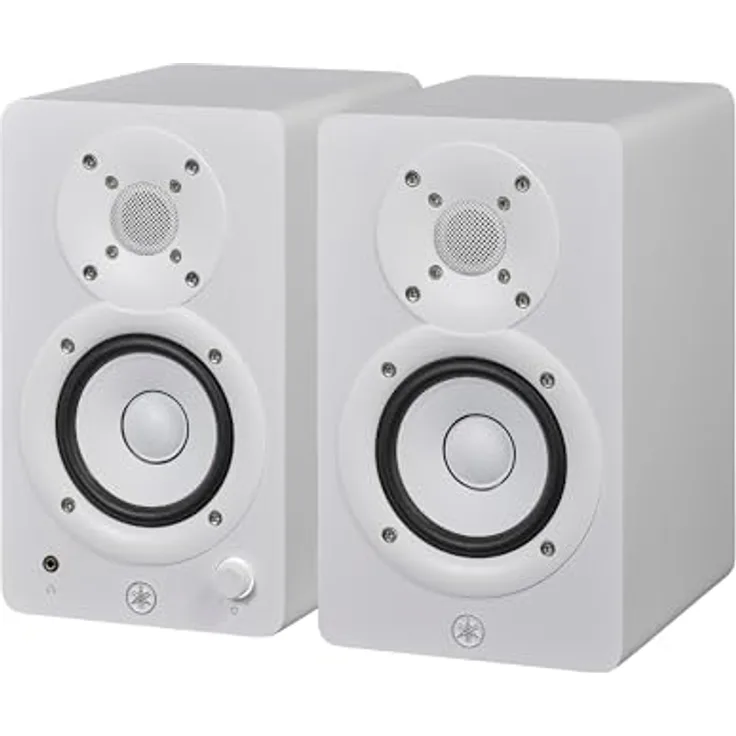 Yamaha HS4 Studiomonitore, 2-Wege Aktivlautsprecher mit Bassreflex, 4.5", 52W, Flacher Frequenzgang, Raumsteuerung, Weiß, Paar für Musikproduktion und Videobearbeitung