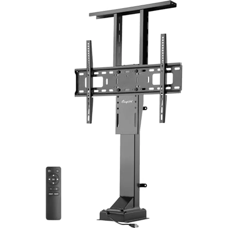 EasyLife TV Lift/TV Bodenständer elektrisch mit Fernbedienung, 37 bis 65 Zoll, VESA Halterung bis 600x400, Schwarz, leistungsstarker Motor mit integriertem Anti-Kollision Schutzsystem – Bild 1