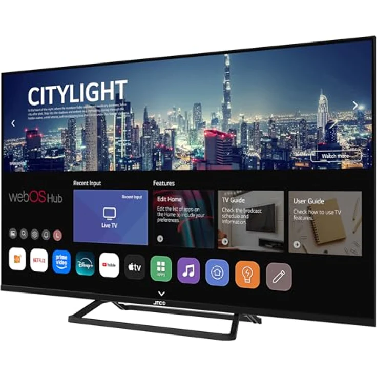 JTC-24 Rahmenloser 43" / 109 cm FHD Smart TV JTCS43F39432FLW, webOS Betriebssystem, Triple Tuner (DVB-T2,-S2,-C), 260 cd/m², schwarz – Bild 3