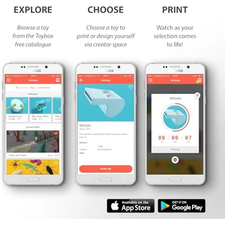 Toybox 1-Touch 3D-Drucker für Kinder und Familie – Deine persönliche Spielzeugfabrik – Keine Software erforderlich, über 10.000 Designs, kreatives Lernen zuhause (Alpha 2) - Toybox 3D-Drucker in Blau – Bild 5