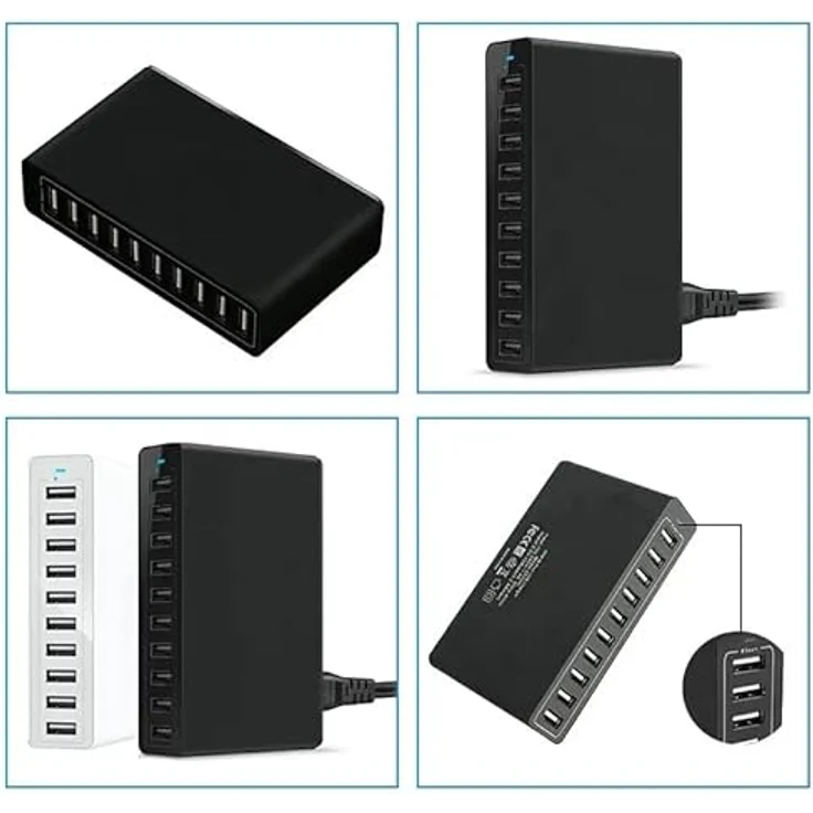AIR2GO 10 Port USB Ladegerät USB-Ladestation Quick Charge USB Netzteil – Bild 4