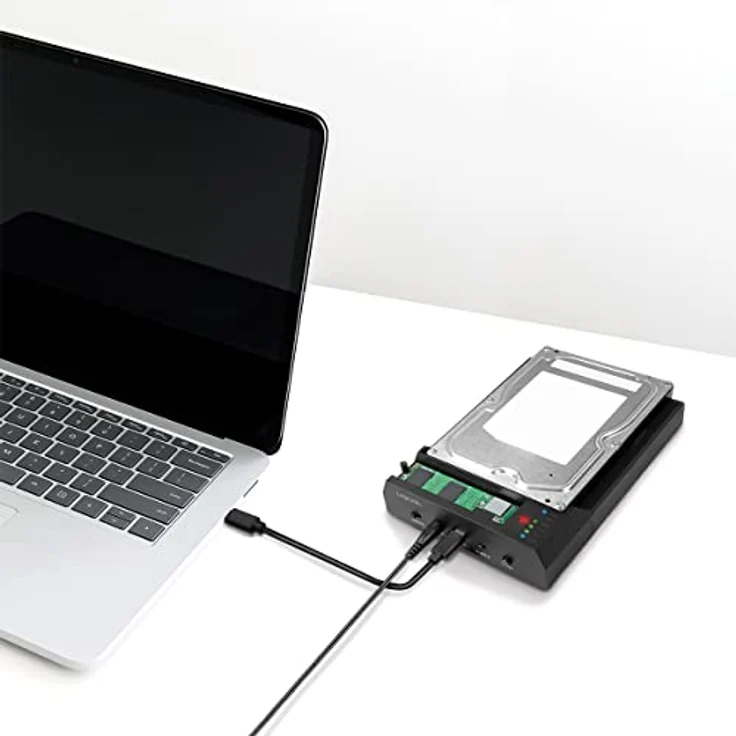LogiLink QP0031 - USB 3.2 Gen 2 Quickport, für 2,5" oder 3,5" SATA HDD/SSD und M.2 NVMe SSD mit Klonefunktion ohne PC, Schwarz – Bild 2