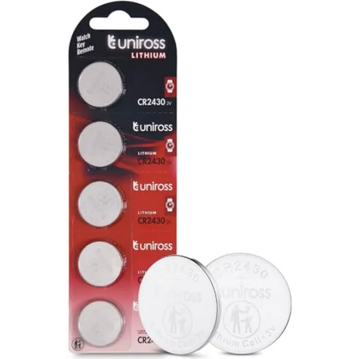 UNiROSS Lithium Button CR2430 3V - SP5, Premium Knopfzelle für langlebige Energieversorgung