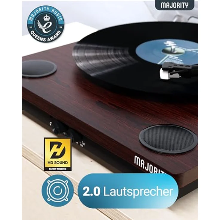 MAJORITY Moto Plattenspieler mit Bluetooth | Vinyl USB-Aufnahme | Retro Design | Slipmat, Schwarz – Bild 4