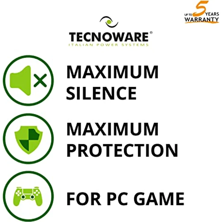 Tecnoware USV EXA PLUS 1000 Unterbrechungsfreie Stromversorgung für PC-GAMING und KONSOLE, Hohe Geräuschlosigkeit, 8 IEC-Ausgänge, Autonomie bis zu 50 min, Leistung 1000 VA – Bild 5